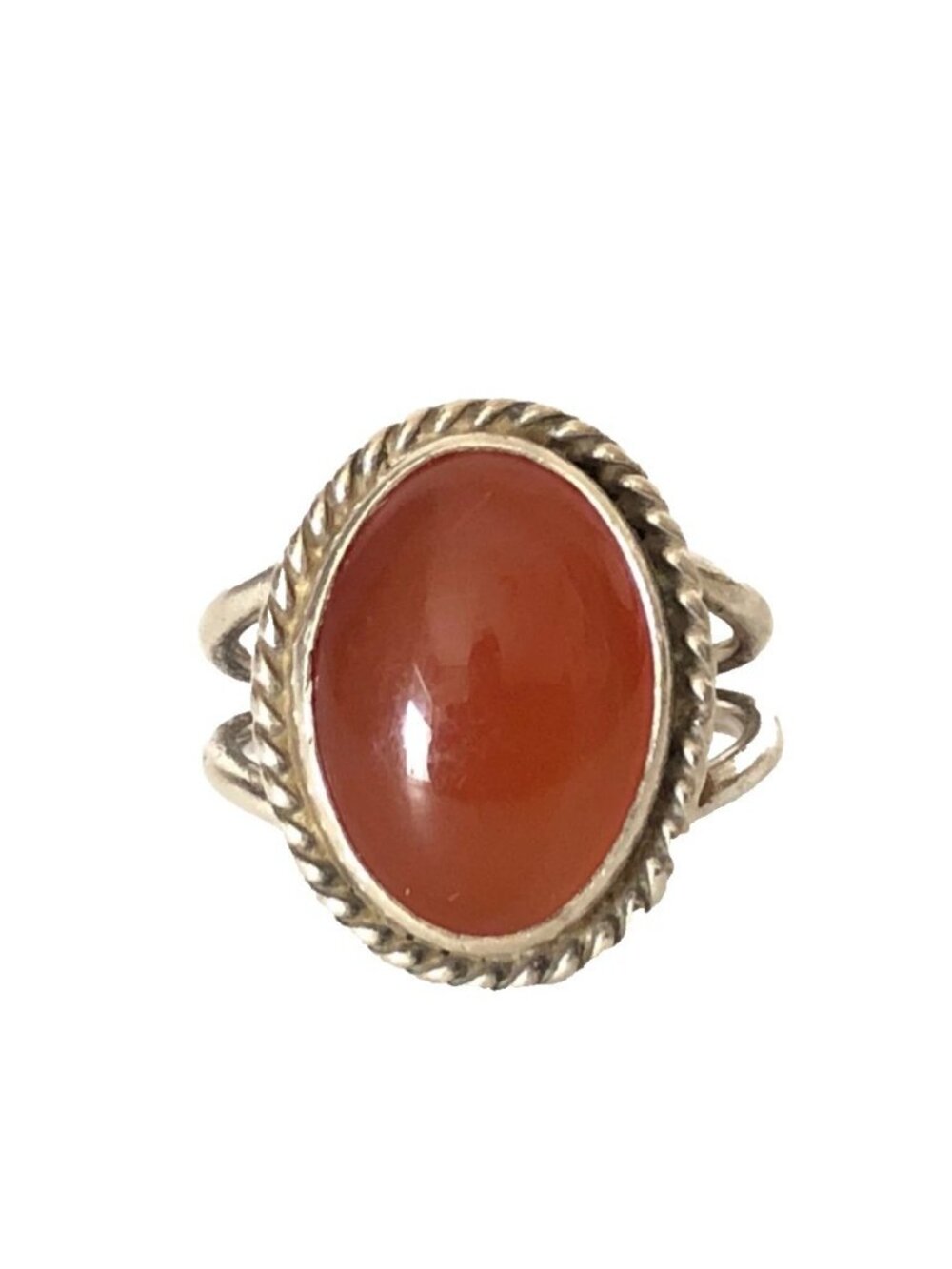 Artisan Carnelian Split Shank Ring Sterling Silver 925 Sz 6.5 Pre-Owned